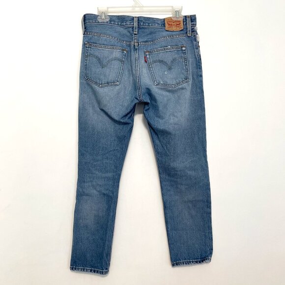 LEVI'S LEVIS 501 CT Jeans Customized Tapered Ripped Button Fly Cropped W26 L32 - Picture 11 of 16